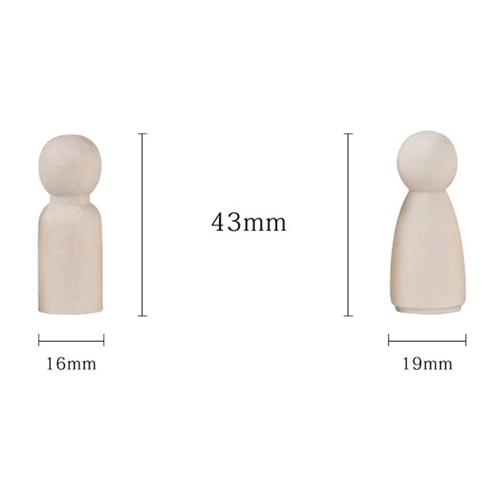 Unfinished Wooden Peg Dolls for DIY Painting M73529