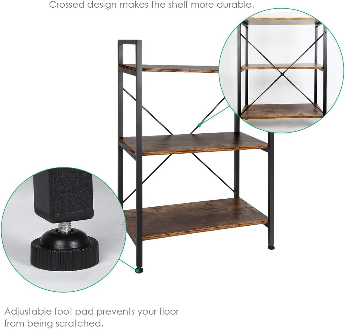 3-Tier Wood and Metal Bookshelf F18167