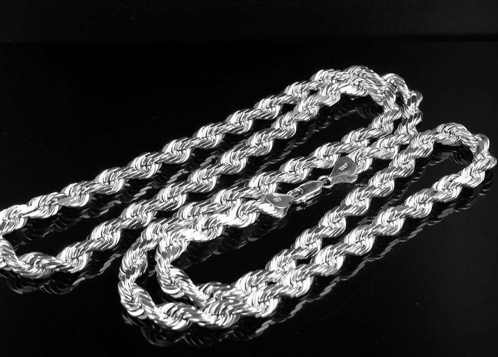 10K White Gold Rope Chain 6MM 20-30 Inches T340
