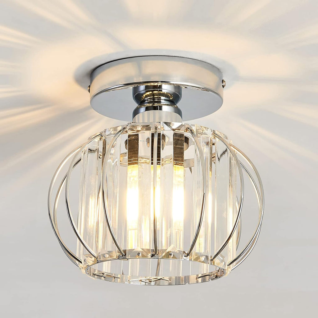 Antique Small Crystal Semi Flush Mount Ceiling Light E358492