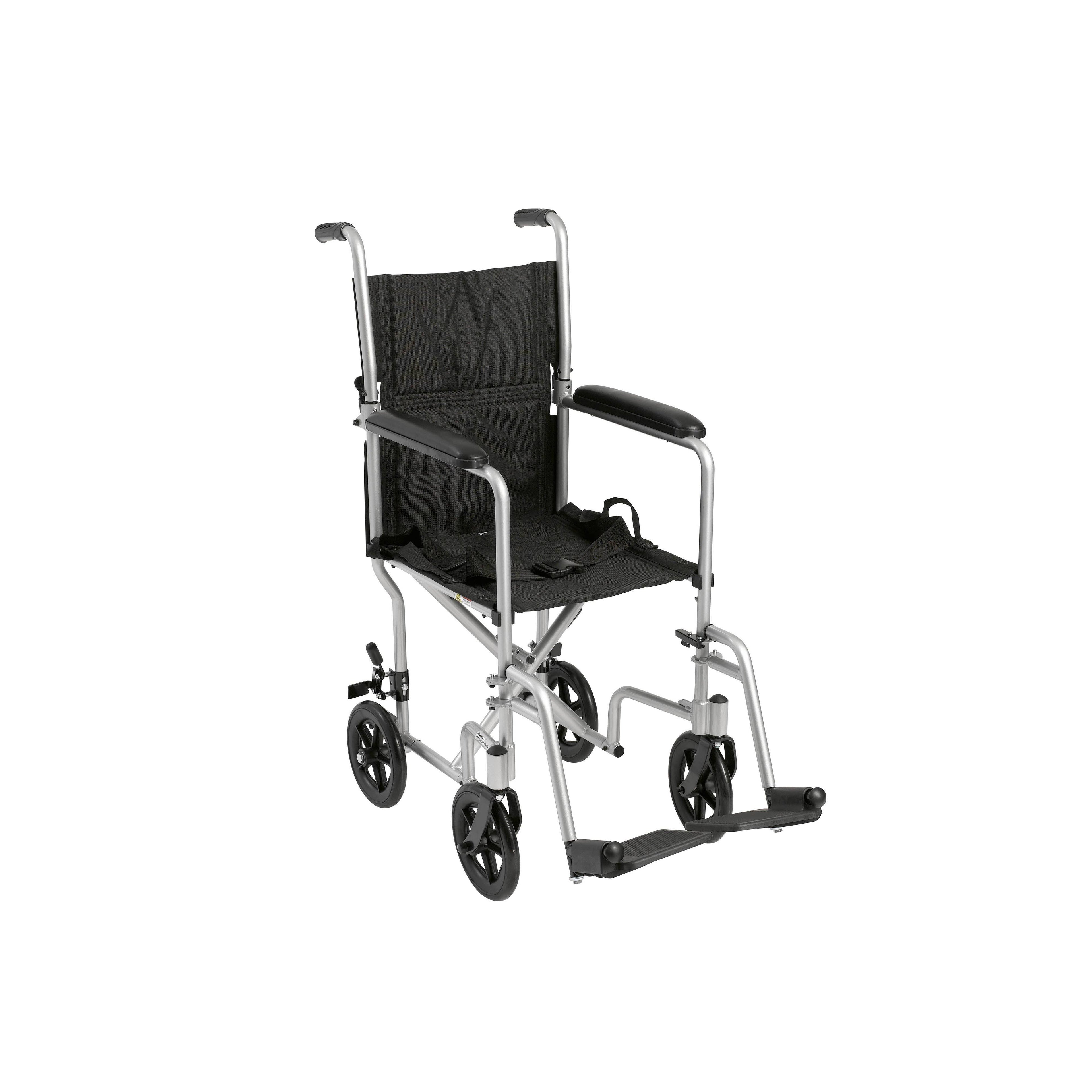 Lightweight Transport Wheelchair, 19x22 Seat, Silver P4906