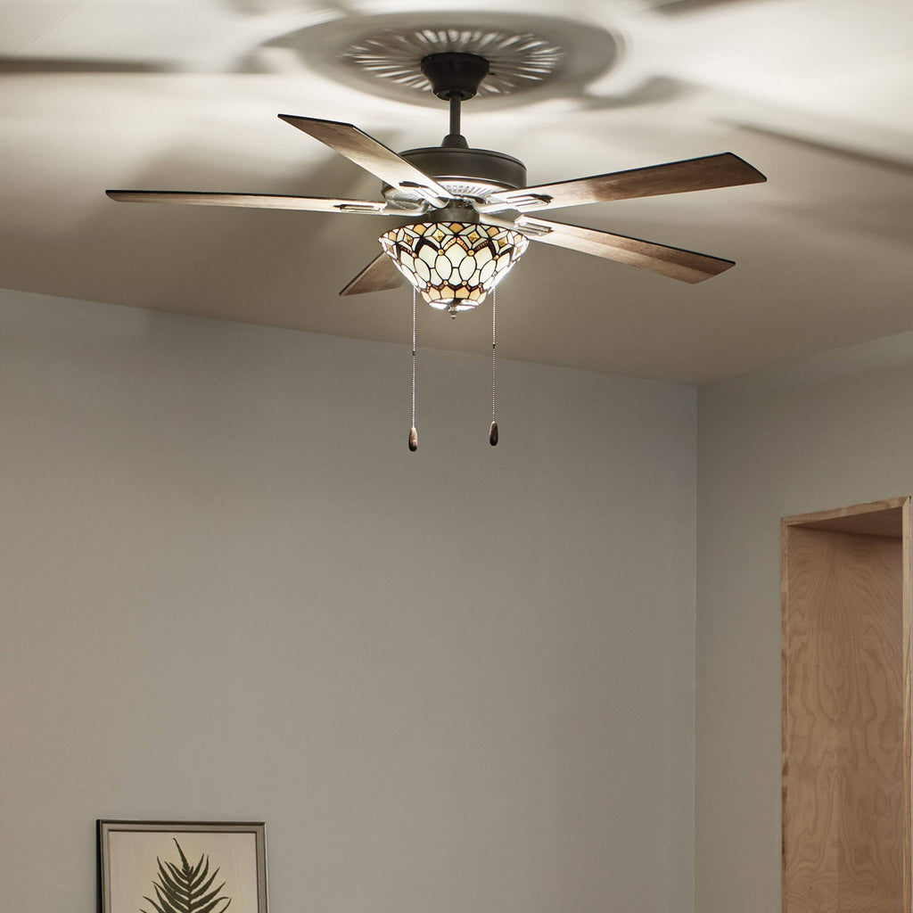 52x22 5-Blade LED Stained Glass Lighted Ceiling Fan E188038
