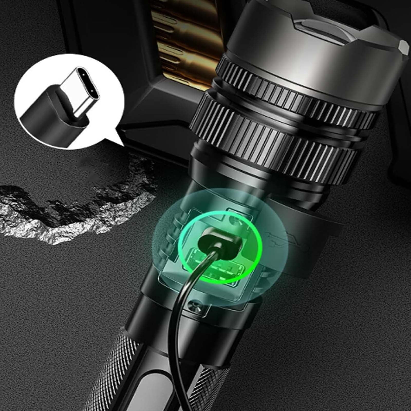 150000 Lumens USB Rechargeable Waterproof Handheld Flashlight G76689