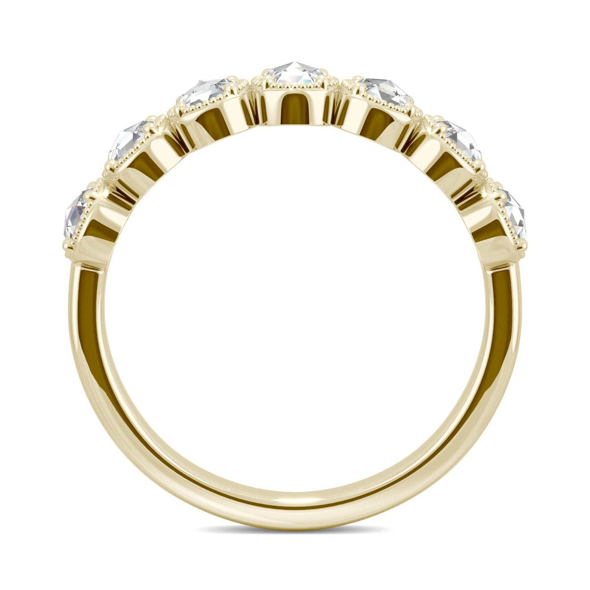 14K Yellow Gold 3mm Round Rose Cut Moissanite Wedding Band Size 6 A958172