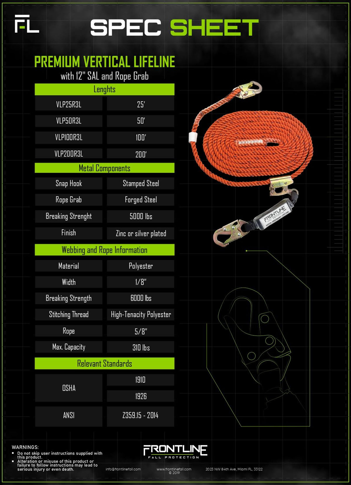 Vertical Lifeline with Rope Grab J42411