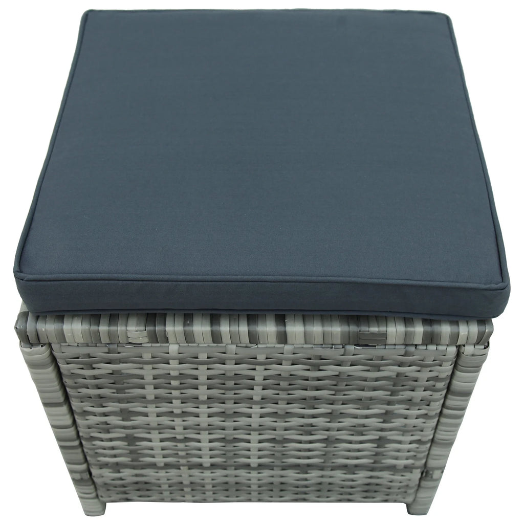 Gray 6 Piece PE Rattan Patio Sofa Set with Table Ottomans Cushions D340038