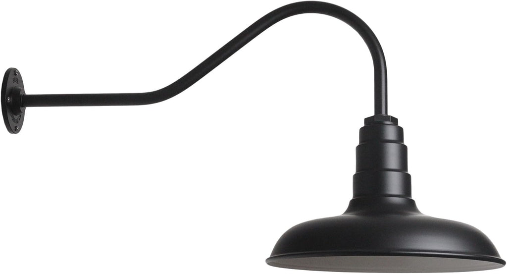 Gooseneck Barn Light with Steel Dome, 16 Gooseneck, Black Q96485