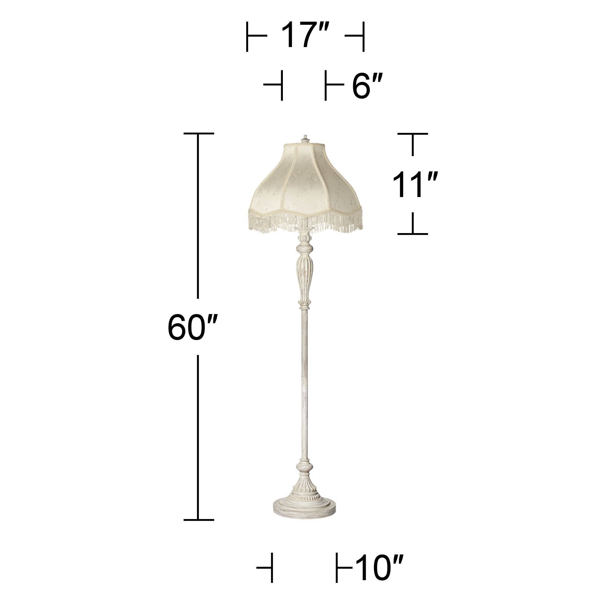 Antique White Cream Scallop Fabric Dome Shade Floor Lamp U818325