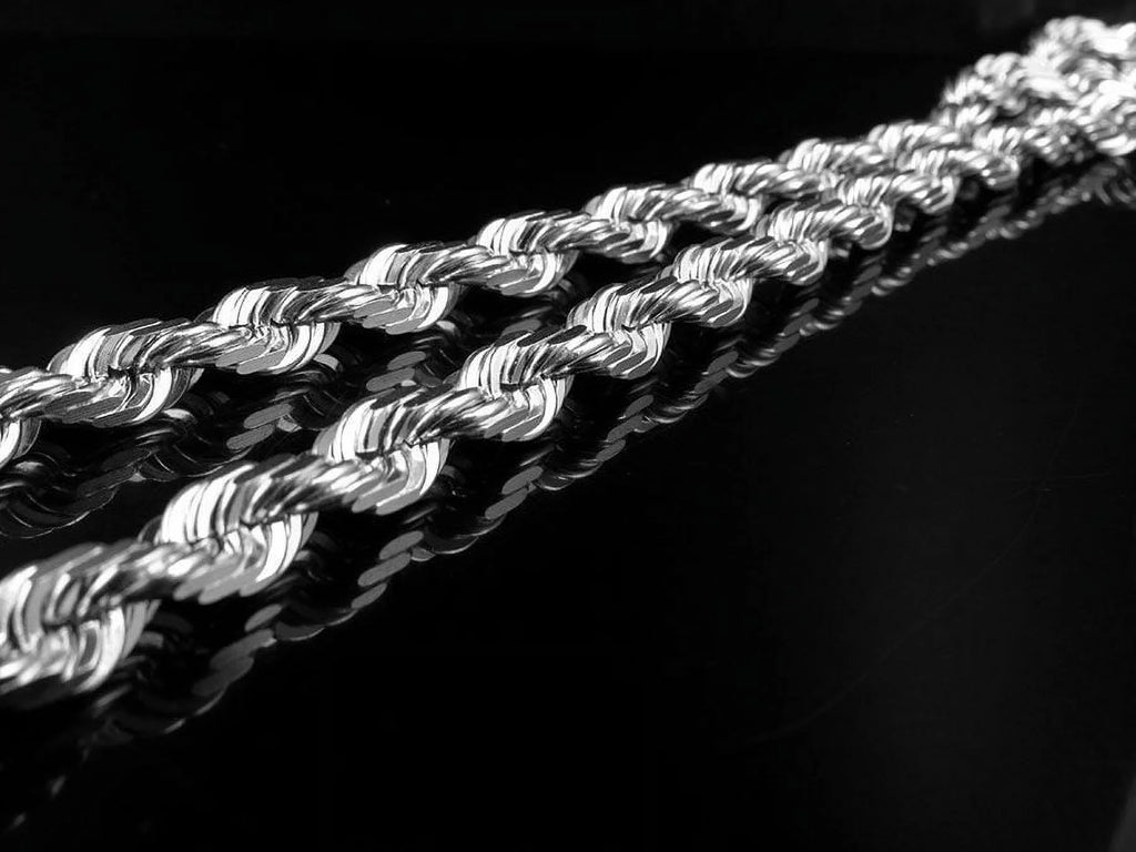 10K White Gold Rope Chain 6MM 20-30 Inches T340