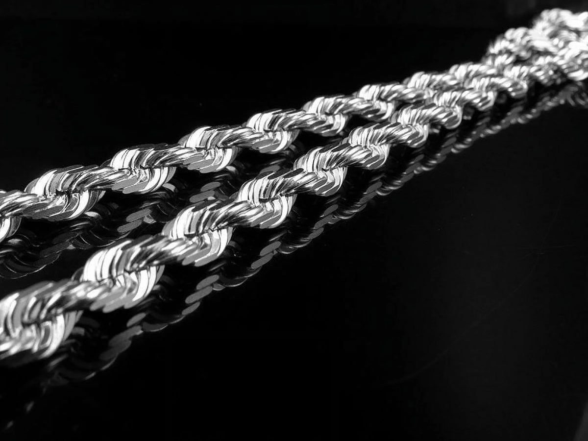 10K White Gold Rope Chain 6MM 20-30 Inches T340