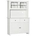 Antique White Kitchen Buffet with Hutch E837