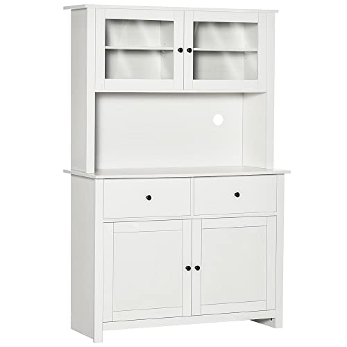 Antique White Kitchen Buffet with Hutch E837