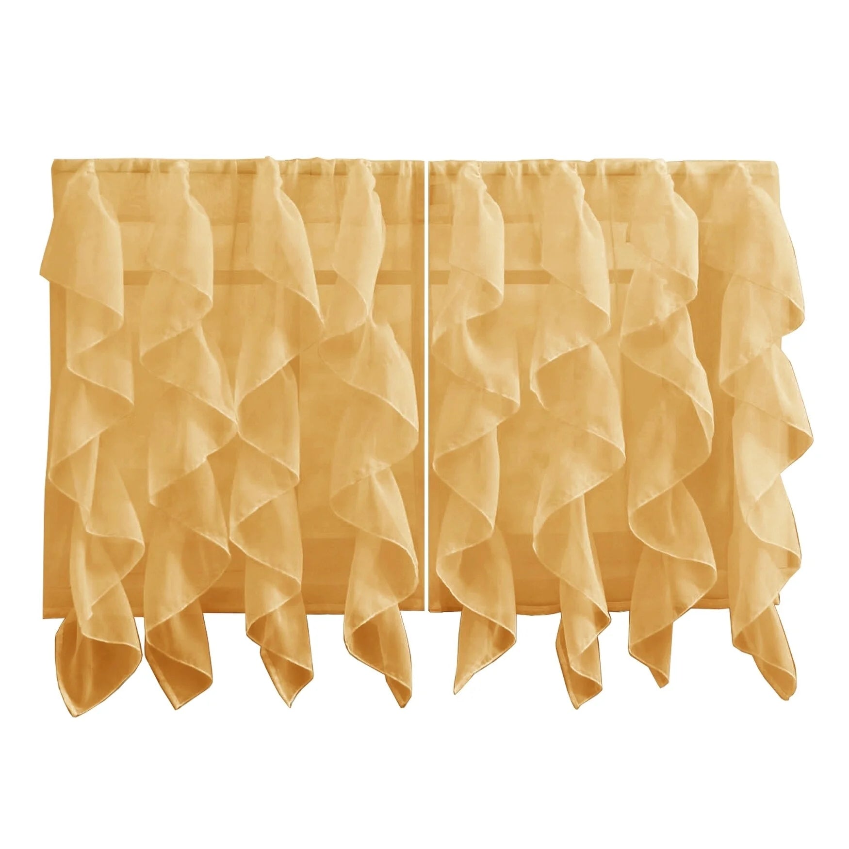 Camel Vertical Ruffled Waterfall Valance and Curtain Tiers 36" tier pair U202492