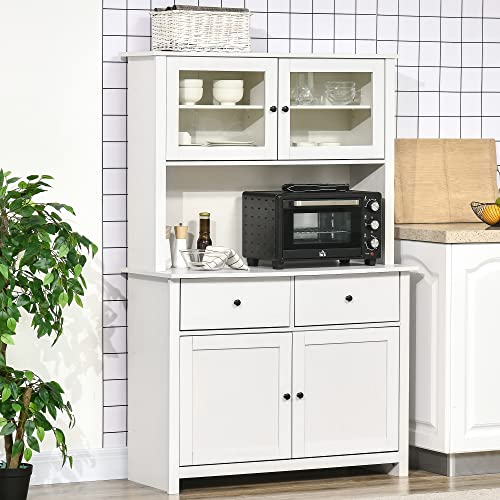Antique White Kitchen Buffet with Hutch E837