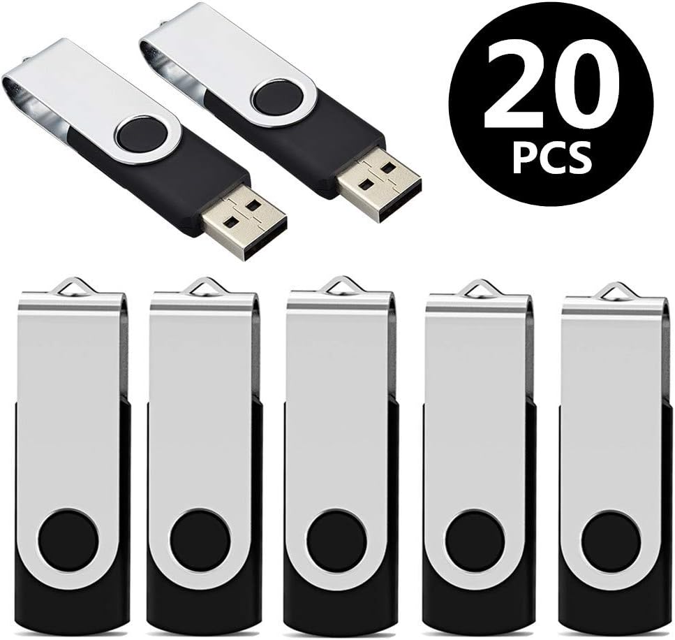 20 Pack 32GB USB 2.0 Swivel Thumb Drive Black G208021