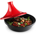 Red Ceramic Lid Cast Iron Tagine 2.5qt C9663