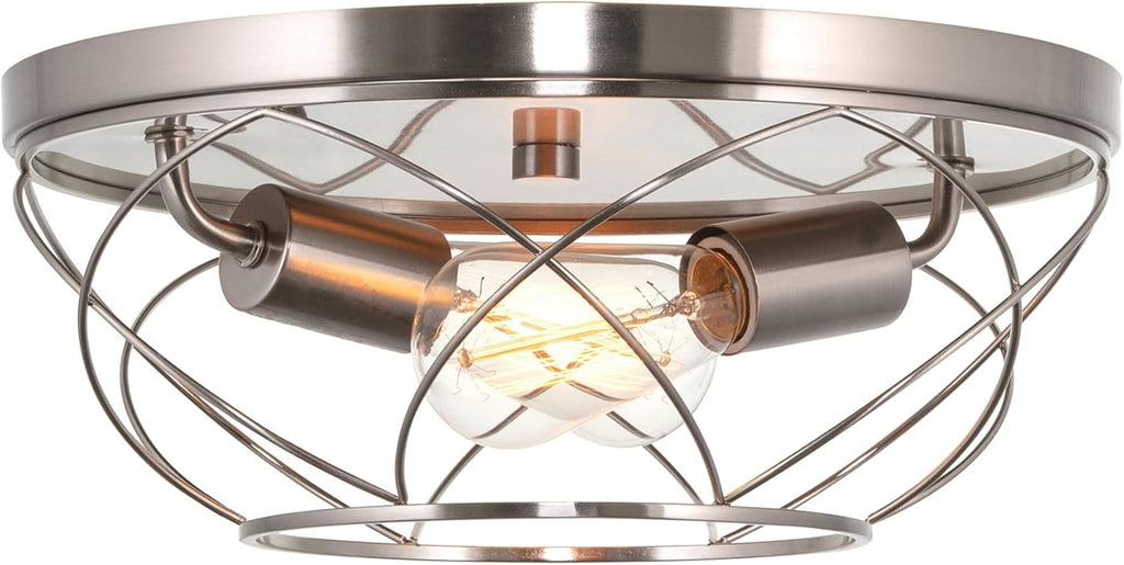 Brushed Nickel Finish 2-Light Flush Mount Ceiling Light X992536