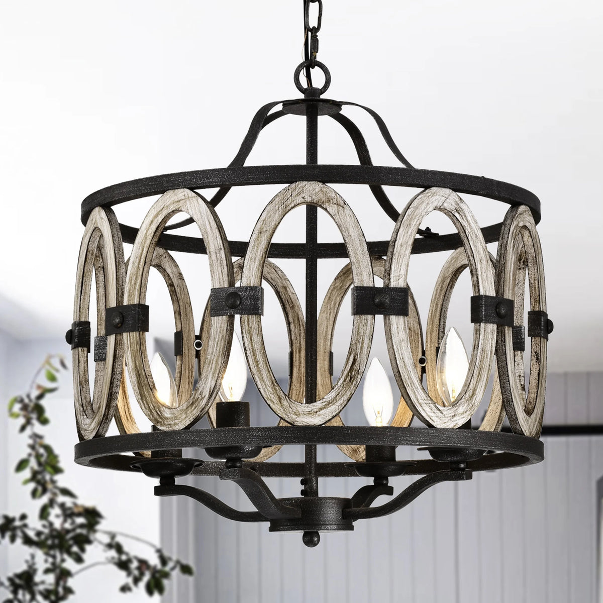 Faux Drift Wood 18inch Pendant Ceiling Lighted Chandelier A3148