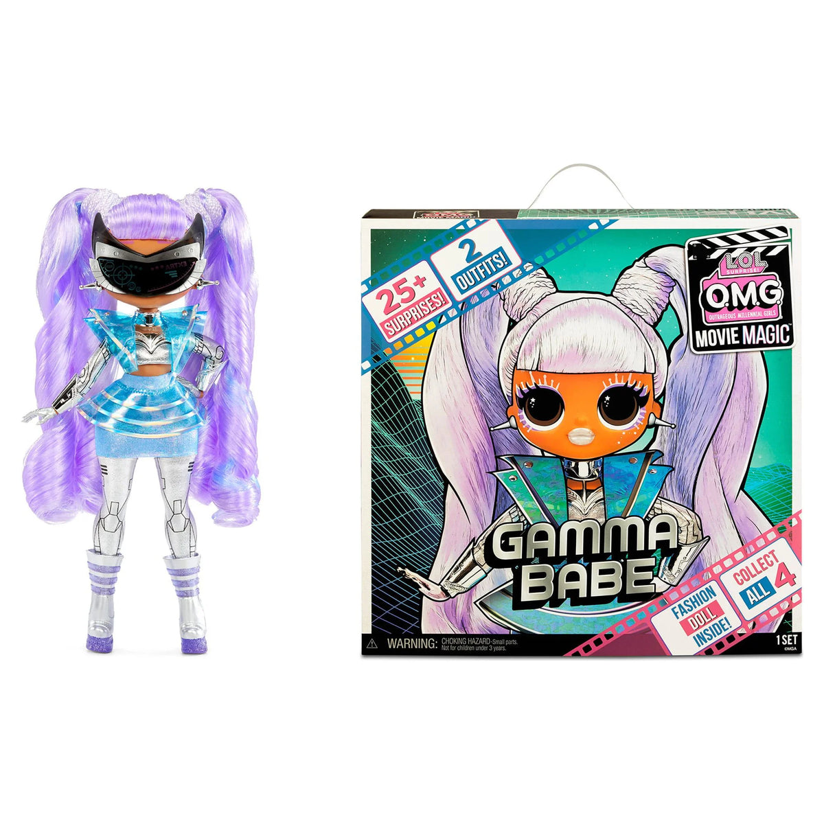 Fashion Doll with 25 Surprises including 2 Fashion Outfits, 3D Glasses, Movie Playset S3622