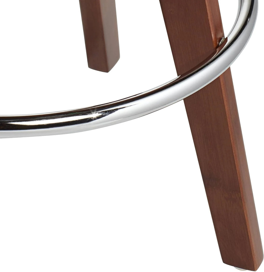 Dark Walnut Wood Swivel Stool with Backrest Footrest N94861