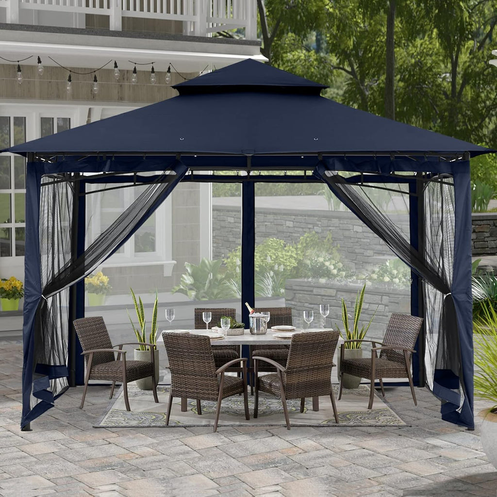10x10 Gazebo with Netting, Khaki H110