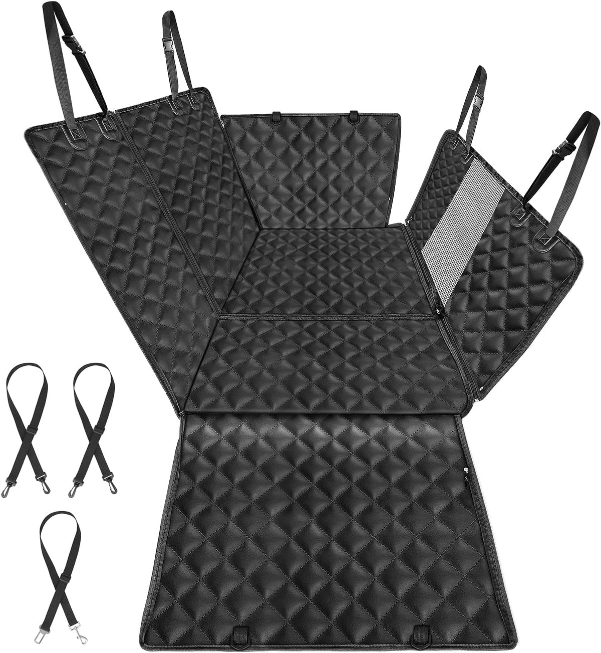 4-in-1 Waterproof Dog Car Seat Cover with Mesh Window, 55 x 58 in, Pack of 2 C18387