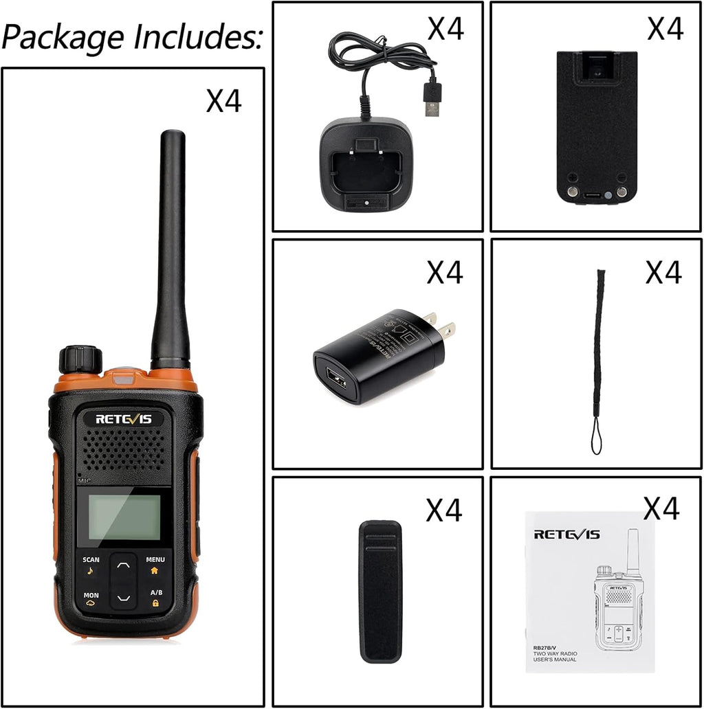 4 Pack Rechargeable 2 Way Radio with LCD Screen F11756