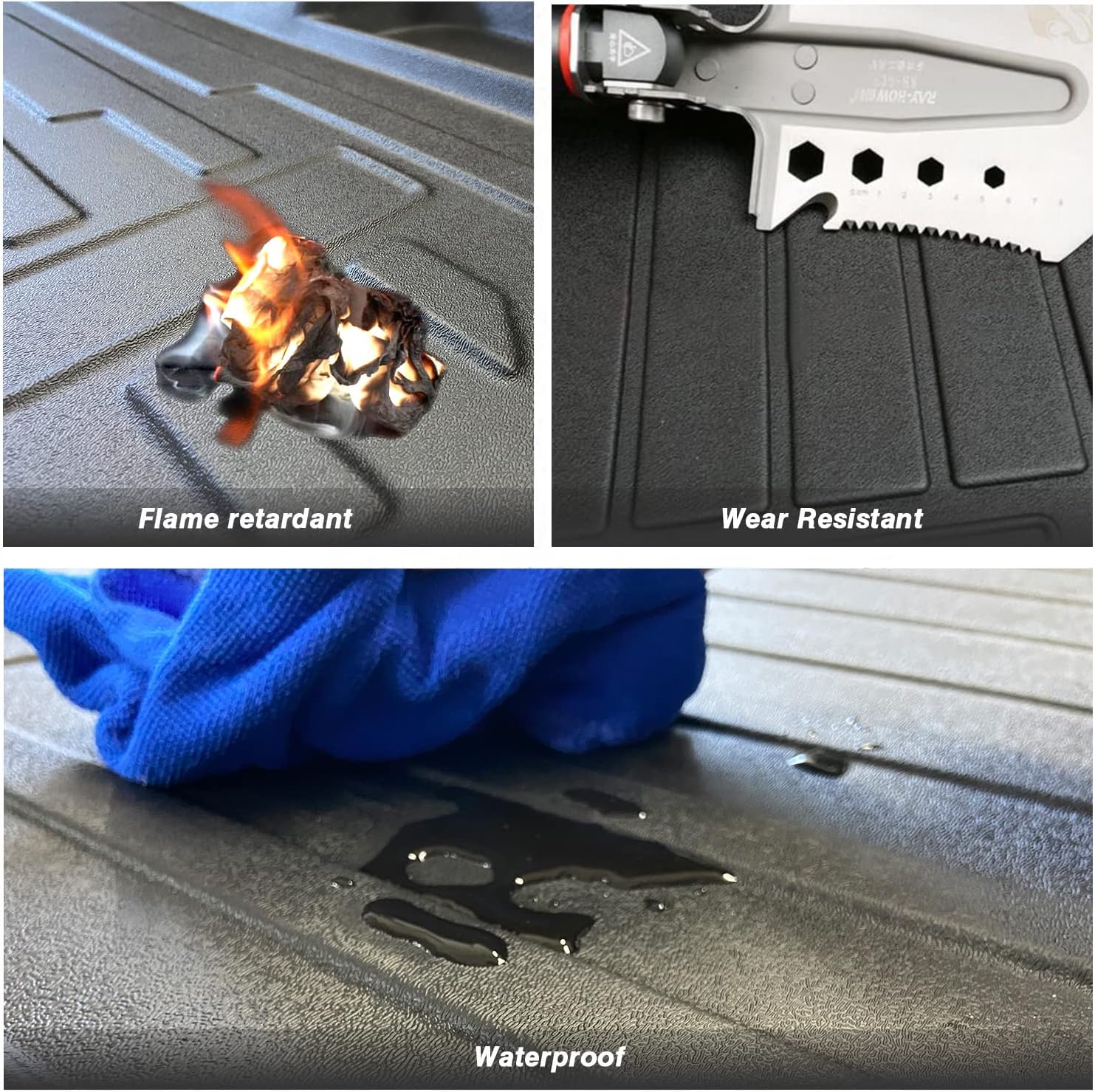 Black All Weather Waterproof TPV Rear Trunk Cargo Mat, Pack of 2 Z64681
