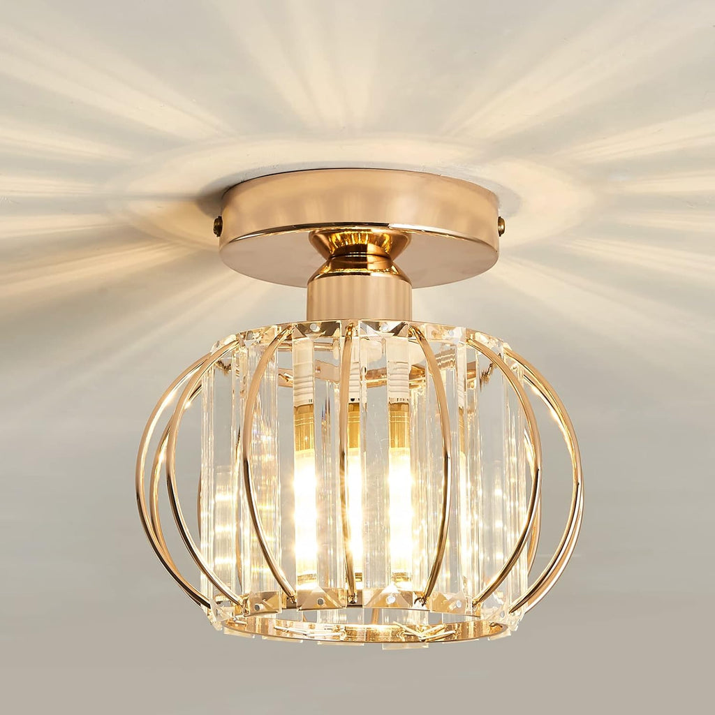 Antique Small Crystal Semi Flush Mount Ceiling Light E358492