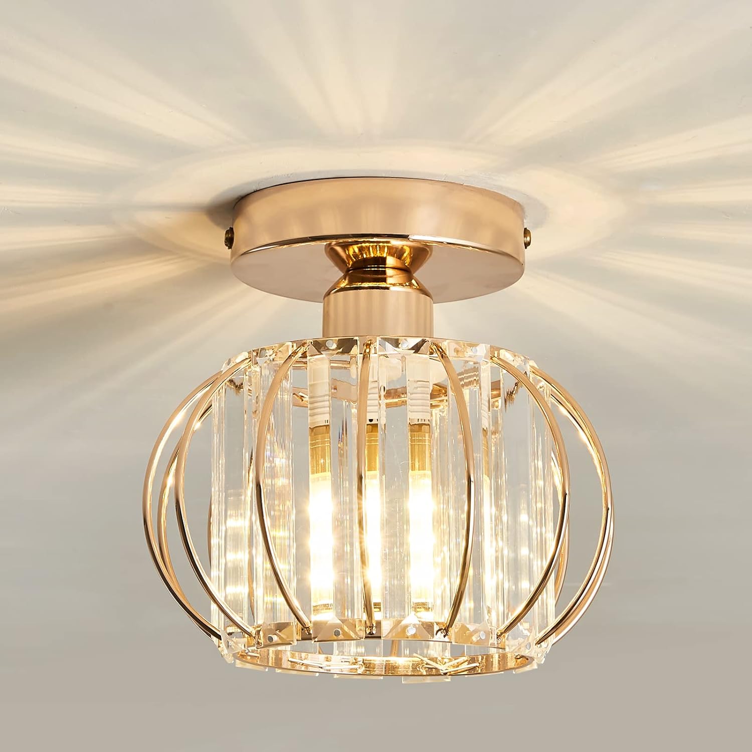 Antique Small Crystal Semi Flush Mount Ceiling Light E358492