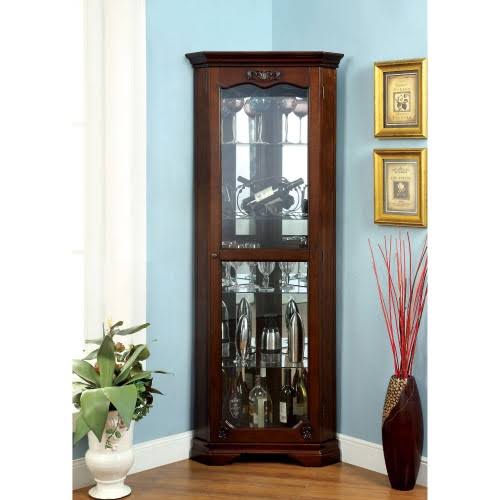 Walnut 5-Shelf Corner Curio Cabinet B8154