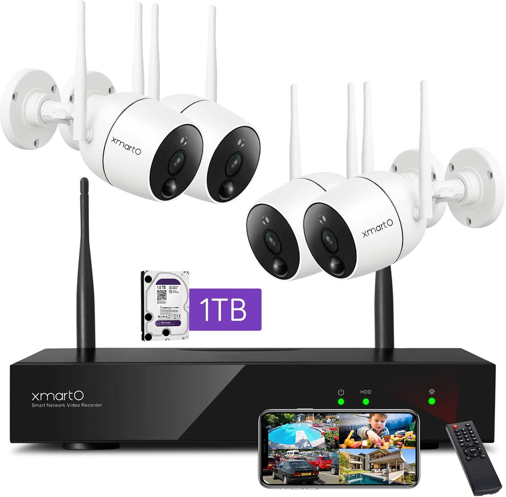 8CH 2K HD Wireless Security Camera System with Color Night Vision and 1TB HDD G2224
