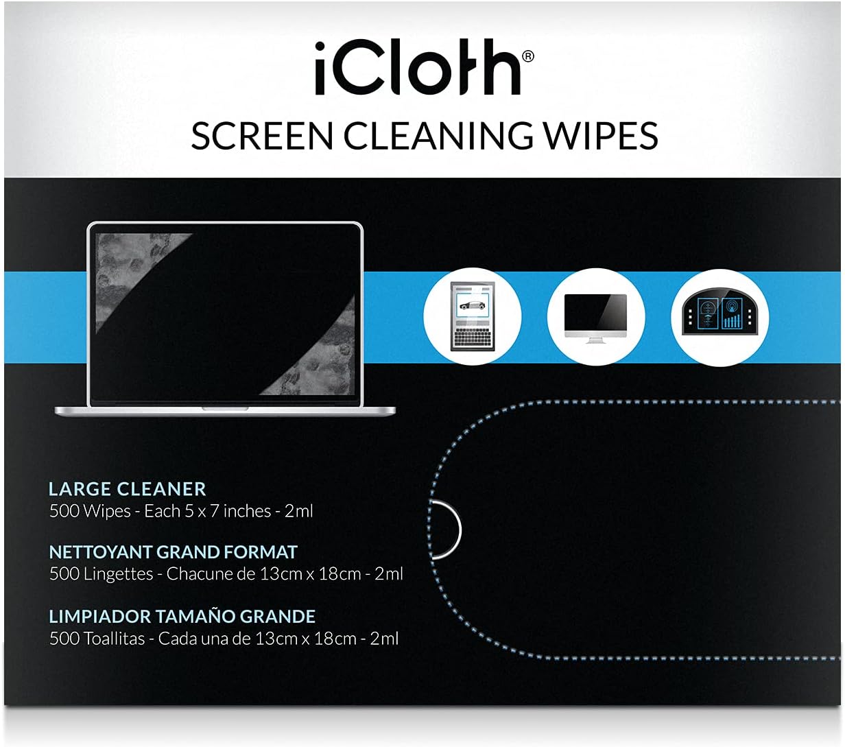 Screen Cleaning Wipes, 500 Wipes, Individually Wrapped G166