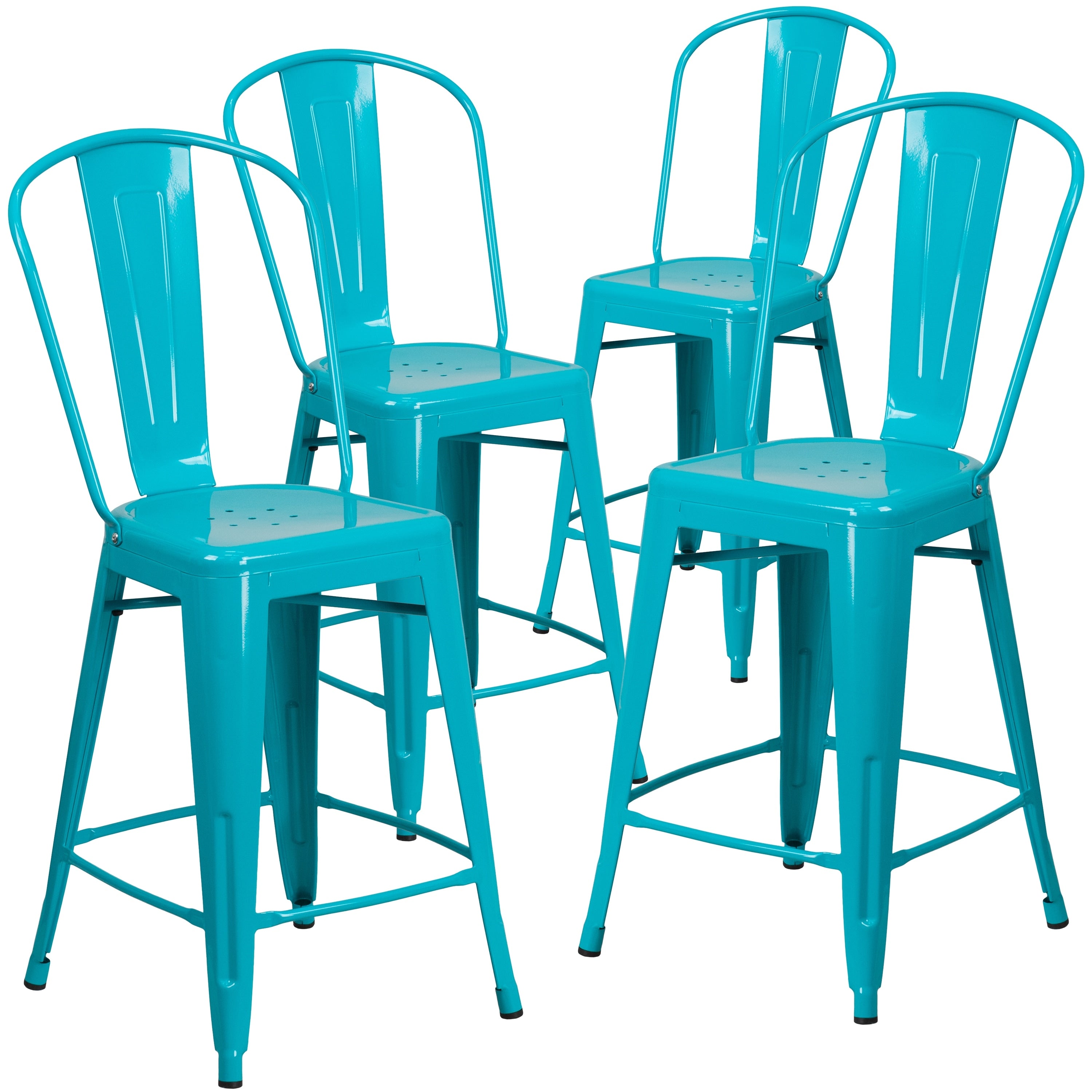 4 Pack 24" High Metal Counter Height Stool with Back Copper E537