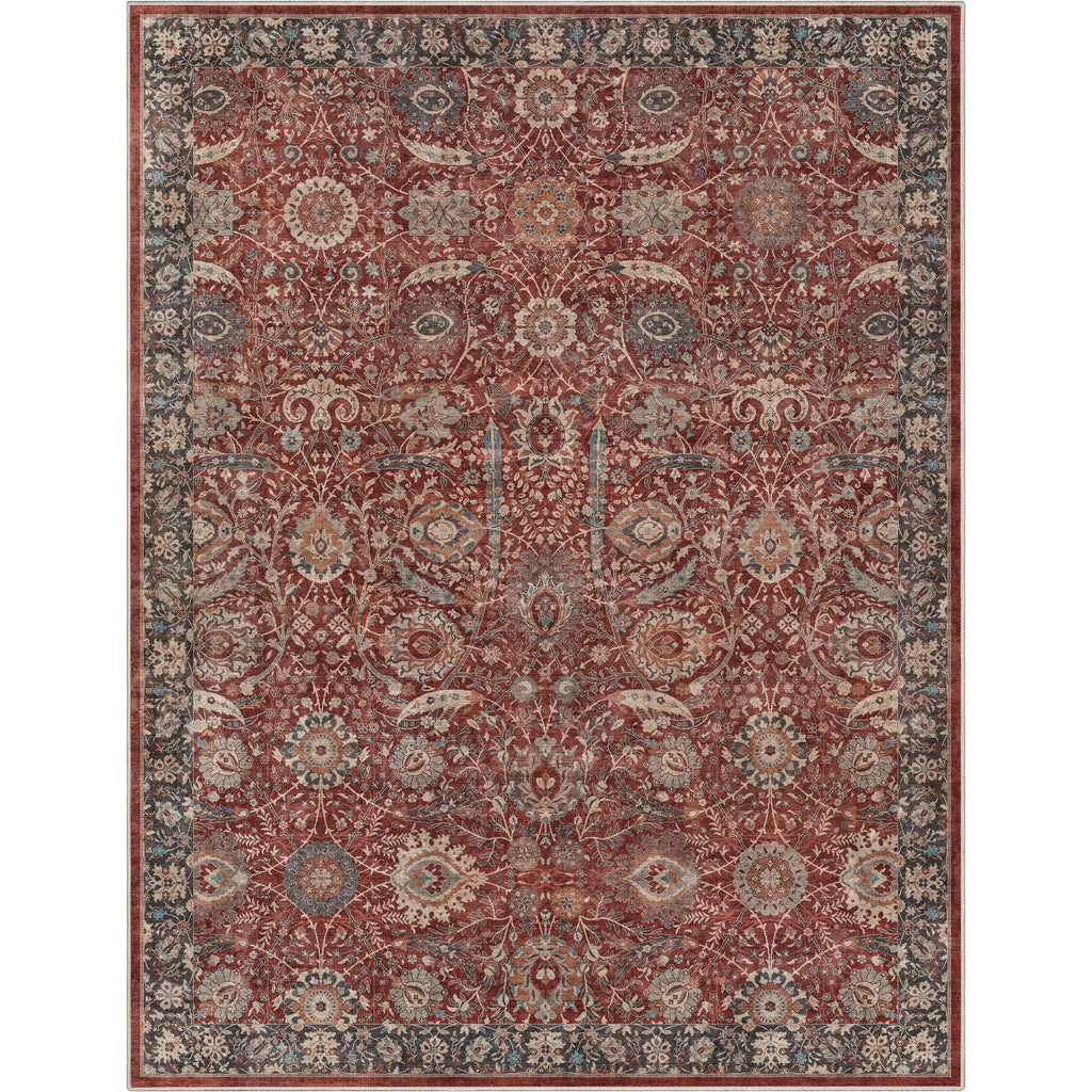 Persian Floral 9'10" x 13' Area Rug Red & Navy A94440