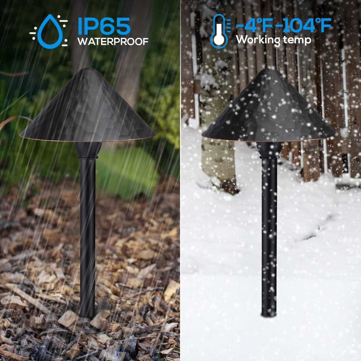 12-Pack Low Voltage LED Landscape Pathway Lights, 3W, IP65 Waterproof, Black Aluminum Housing, 3000K Warm White X47814