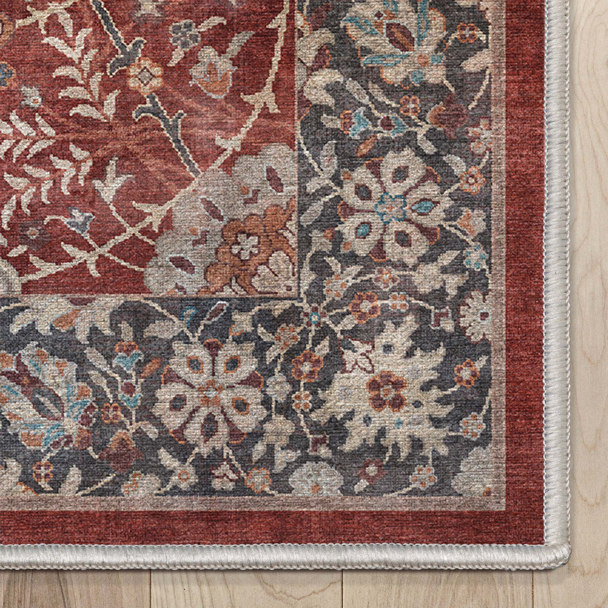 Persian Floral 9'10" x 13' Area Rug Red & Navy A94440