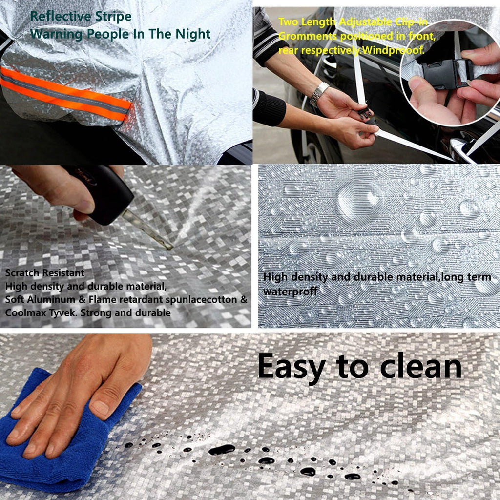 Half Car Cover Waterproof Windproof Dustproof Windshield Cover Pack of 2 W190658