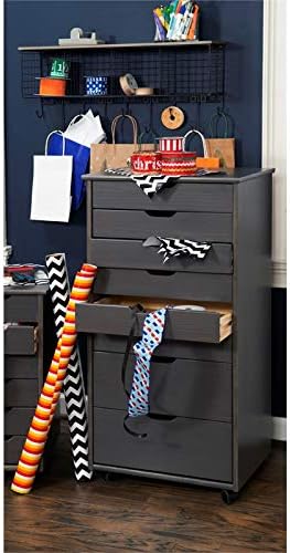 Gray Wood Rolling Storage Cart E149