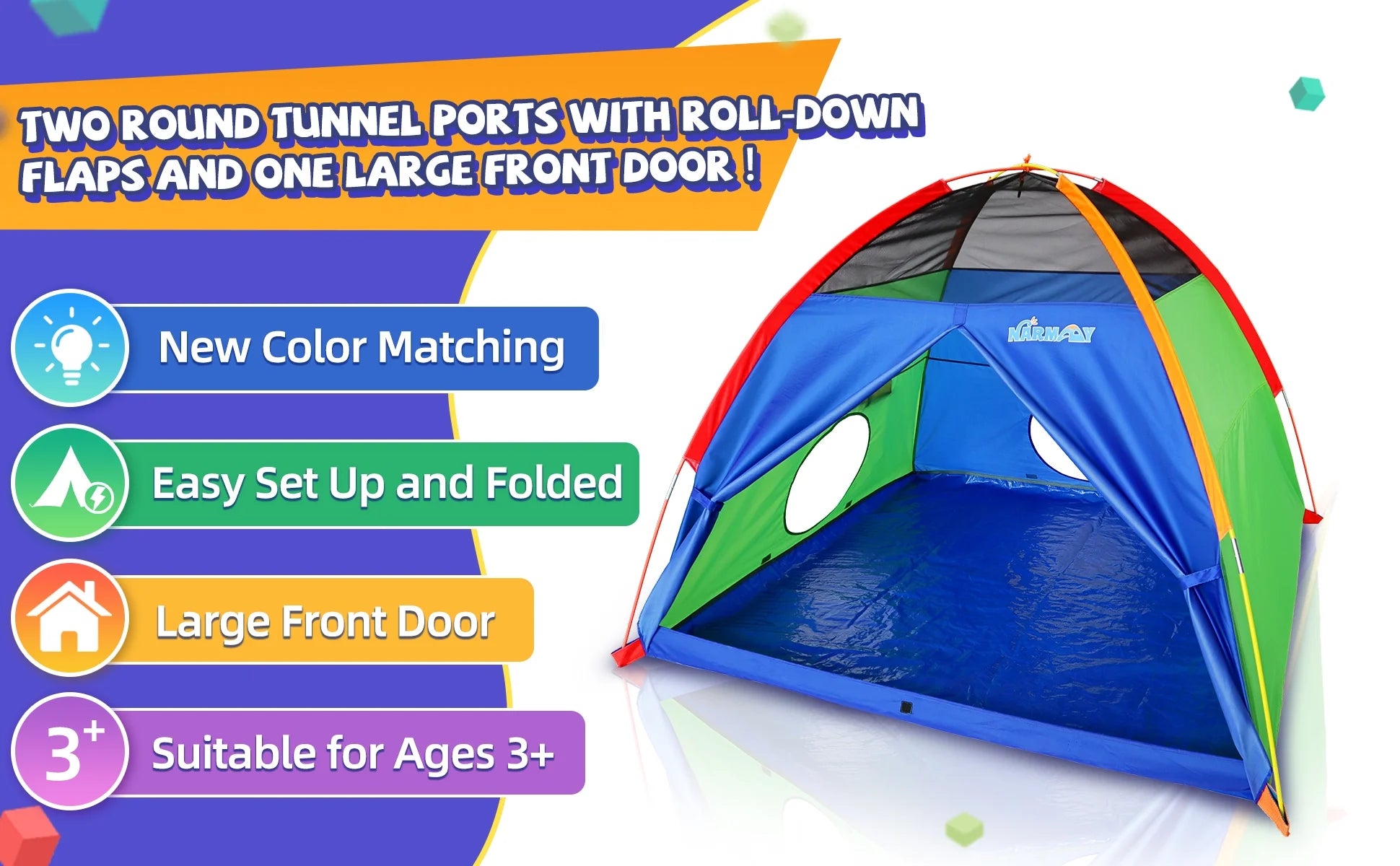 Play Tent for Kids Indoor Outdoor Fun - 60 x 60 x 44 inch O639628