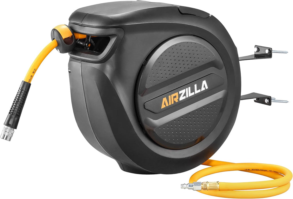 Retractable Air Hose Reel 3/8" x 50 ft Flex Hybrid Air Hose, 300PSI, Pack of 2 Y695