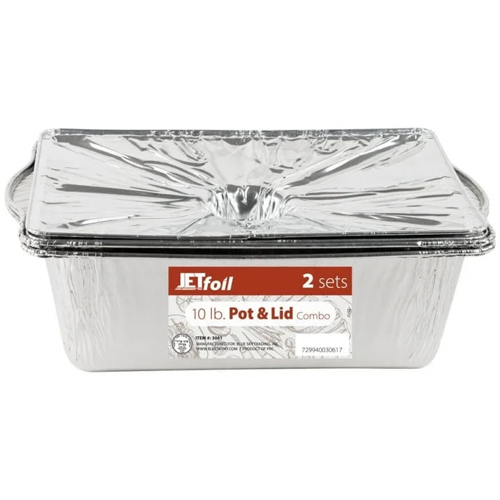 12 CT Disposable Aluminum Rectangle Pots with Lids O754