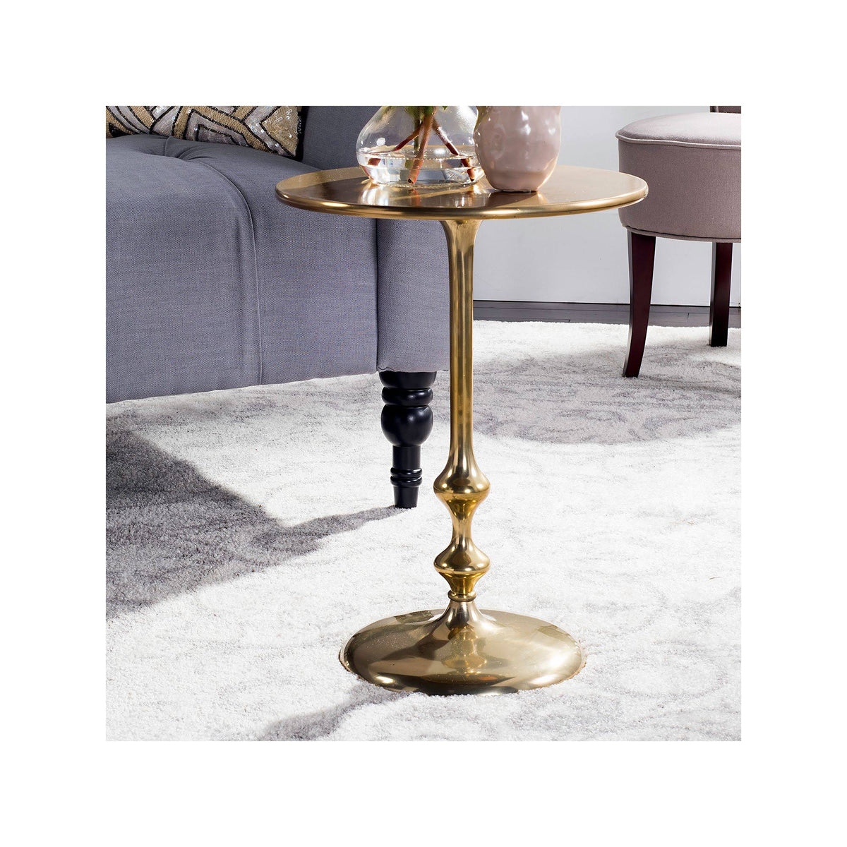Antique Brass Round Side Table C471532