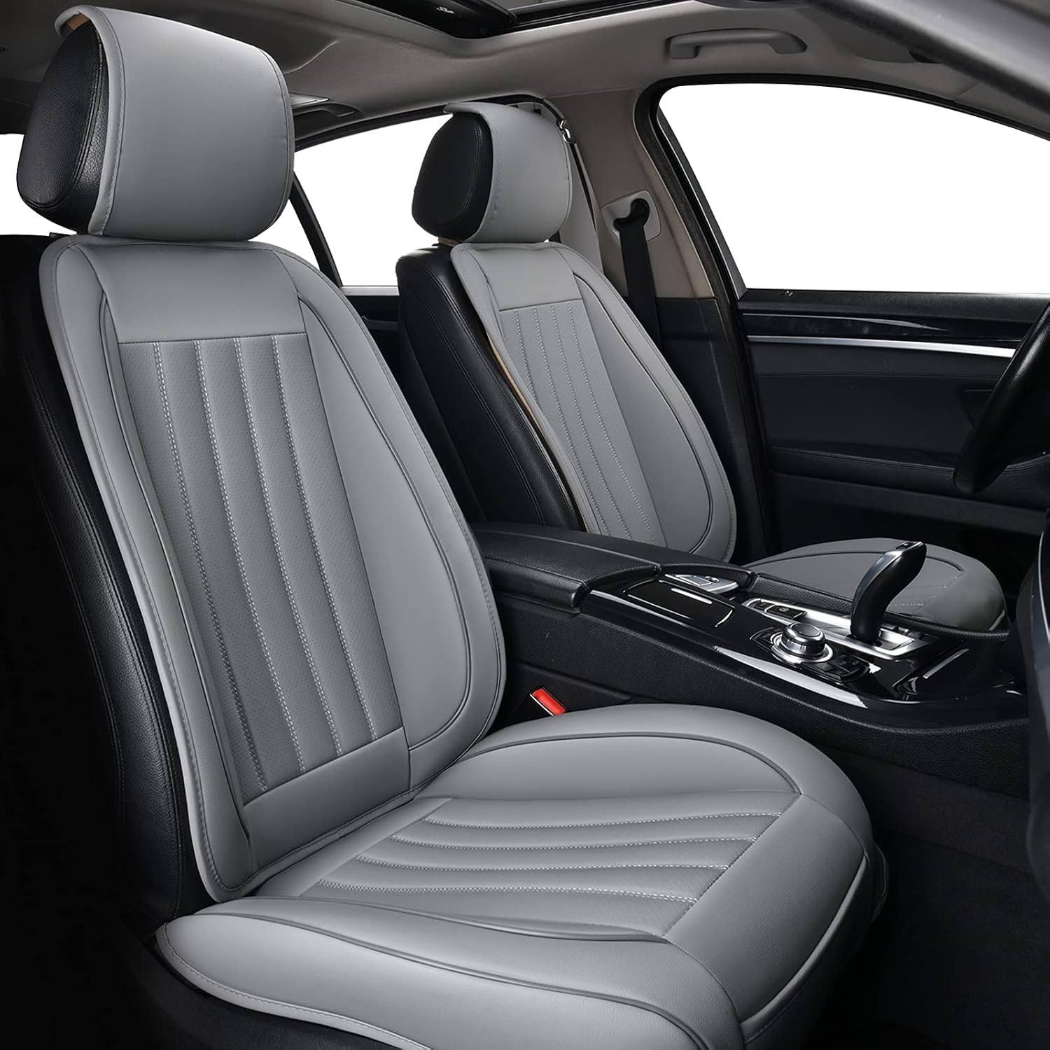 2pc Black Leather Universal Car Seat Covers O25180