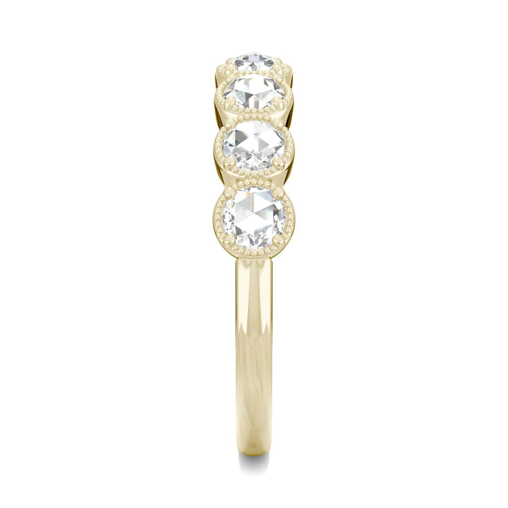14K Yellow Gold 3mm Round Rose Cut Moissanite Wedding Band Size 6 A958172