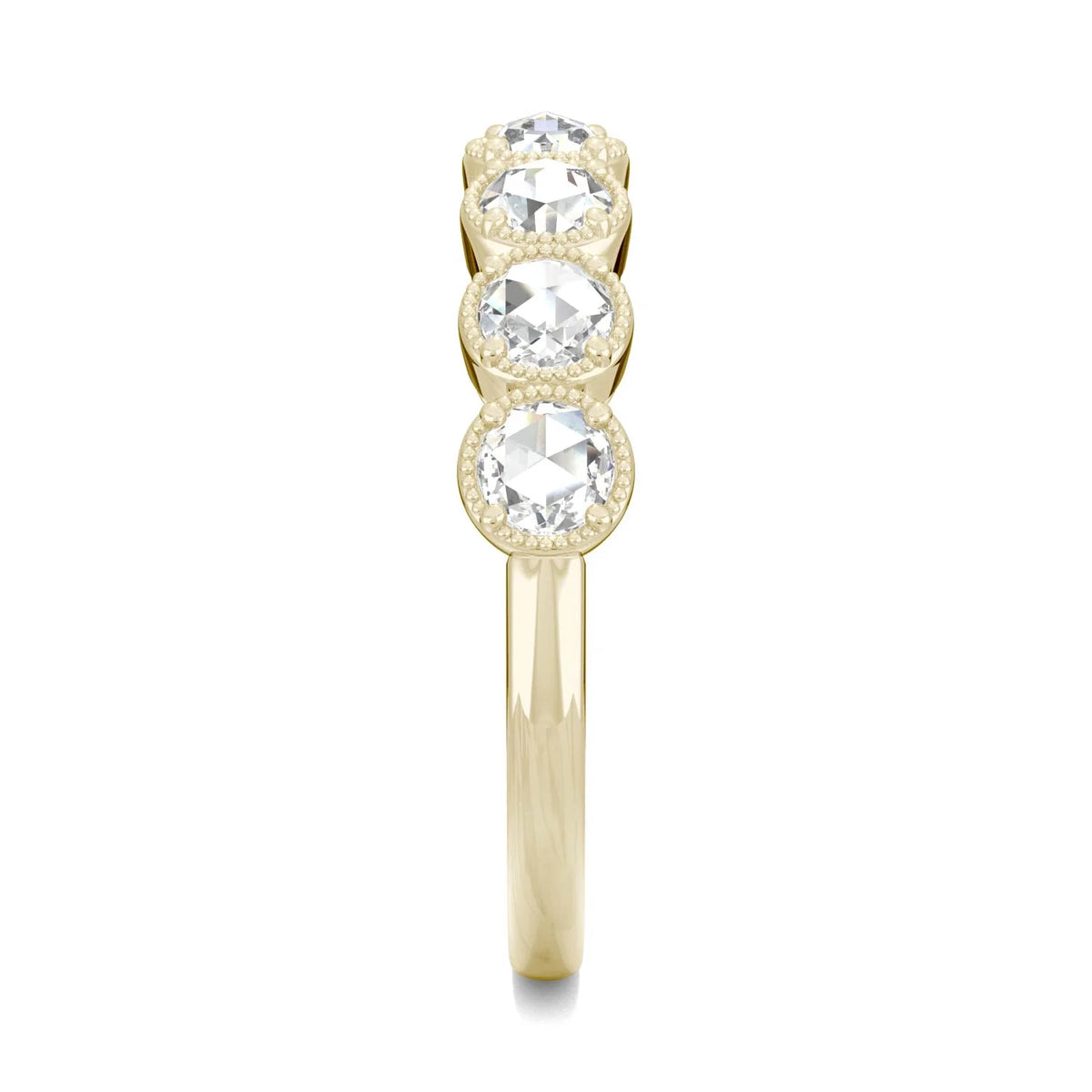 14K Yellow Gold 3mm Round Rose Cut Moissanite Wedding Band Size 6 A958172
