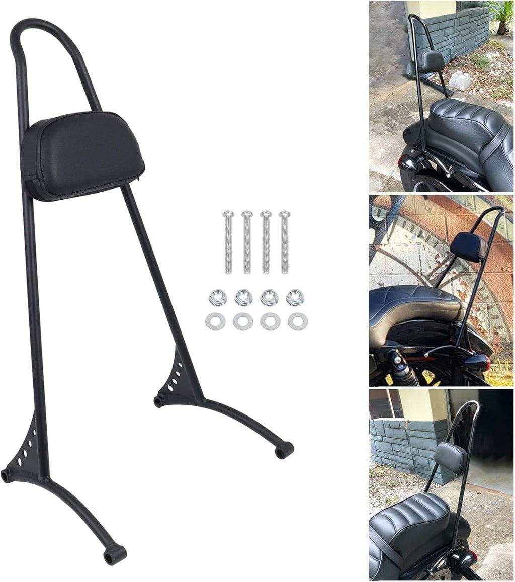 Black 20" Tall Passenger Sissy Bar with Backrest Pad H22735