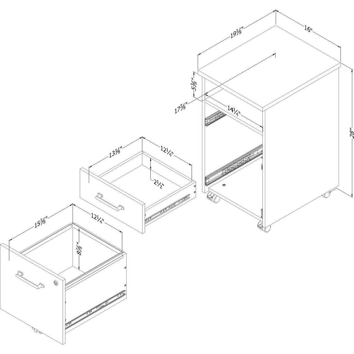 2-Drawer Mobile File Cabinet F974033