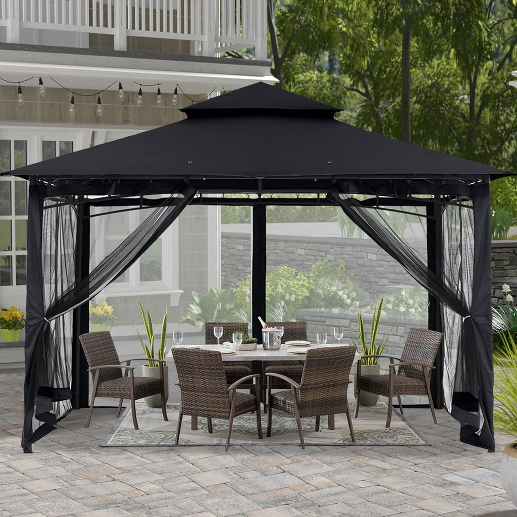 10x10 Gazebo with Netting, Khaki H110