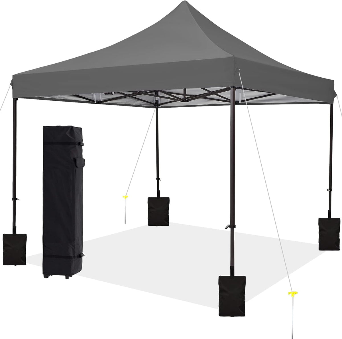 10'x10' Pop Up Canopy Tent with Sand Weights & Roller Bag C3673